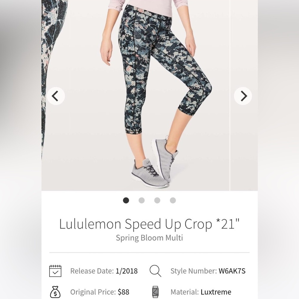 Lululemon Speed Up Crop 21” Size 6. Bloom Multi.